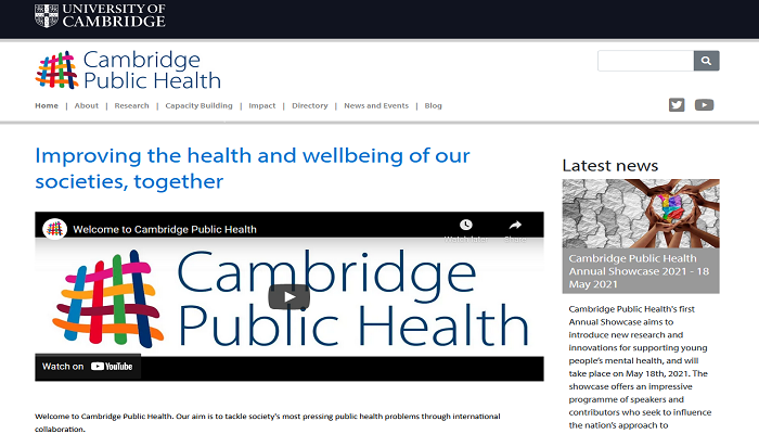 Cambridge Public Health webiste homepage
