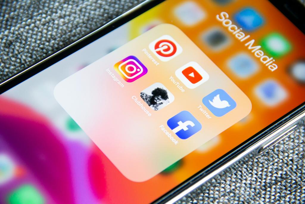 A phone screen full of social media icons