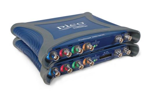 two PicoScope 3000E oscilloscopes, one MSO model and one non-MSO 