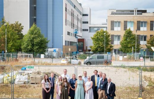 Panda Meander trail partners at the construction site of the new Cambridge Children's Hospital