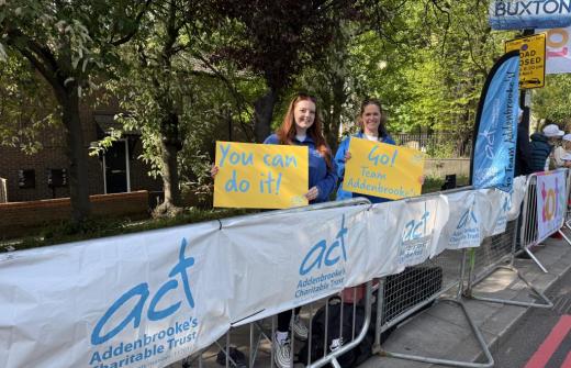ACT 's Community Fundraising staff at the London Marathon cheer point