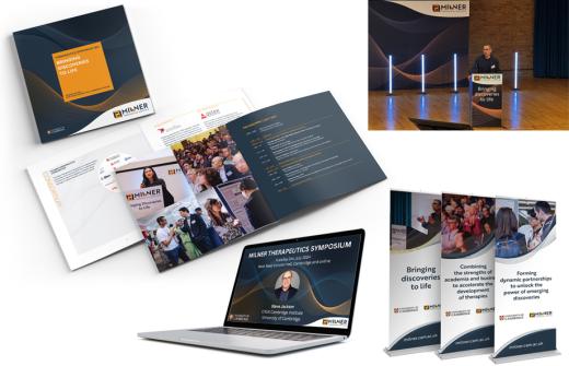 Image of the visual branding developed by angie moyes of fuz for the Milner Therapeutics Institute 2024 Symposium