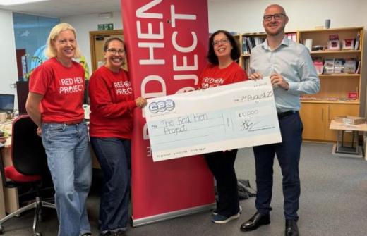 CPS Building Services presents cheque for £10,000 to The Red Hen Project