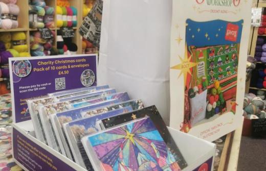 A box and cards from last Christmas
