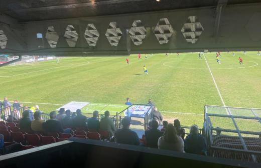Football pitch and supporters