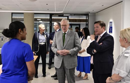 HRH The Duke of Gloucester visiting a ward in Peterborough 
