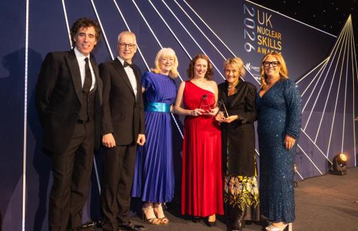 Left to right: Stephen Mangan, David Sales, Tina Cronin, Nicola Bacon (Energus), Simone Robinson, Tricia Austin (NSAN)