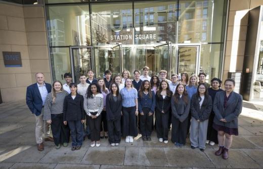 Julian Rae, office senior partner for Deloitte Cambridge, and members of the new intake.
