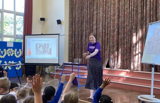 Elizabeth teaching pupils about DNA and genetics