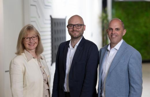 Fran Cousins, Deloitte Practice Senior Partner with Sam Lidgett (centre) and Paul Adkins.