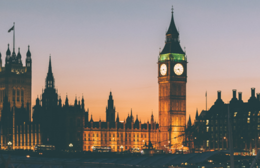 Houses of parliament at sunset