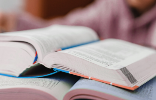 An open book on a desk