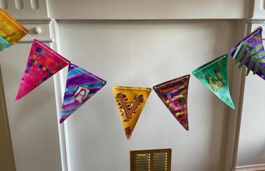 Bunting made by women accessing the Haven