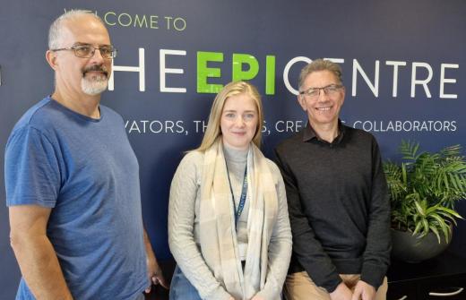 (left to right): Andy Mayo, Jess Tomalin, John Greaves. Photo courtesy of The EpiCentre / Sian Garwood.