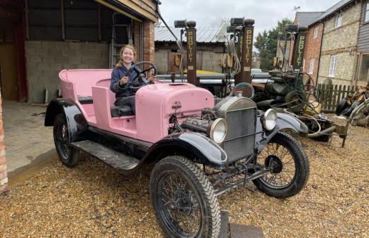 Rosie and her restored car