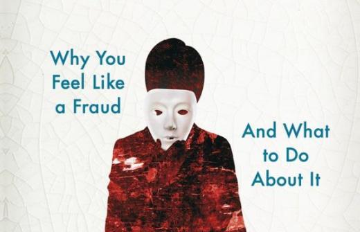 Book cover, showing an image of a person in red holiding a white mask. Text reads: The Imposter Phenomenon, why you feel like a fraund and what to do about it by Dr Kate Atkin
