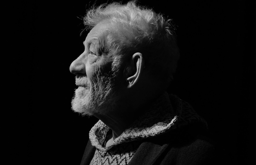 Sir Ian McKellen in black and white