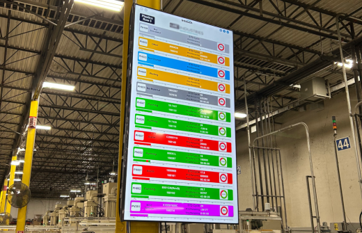 Intouch software on a large display in a factory.