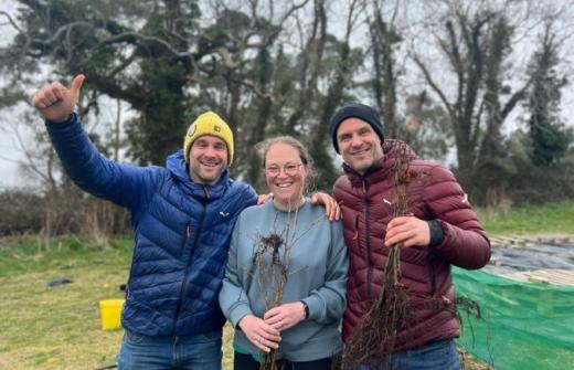 Steve and Dave Flynn, aka The Happy Pear, with Creating Nature's Corridors Charity founder Vhari Russell 