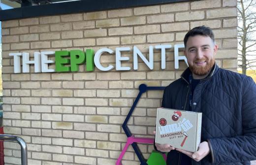 Kem Gokay of CP Packaging with LUMBERJaxe gift boxes