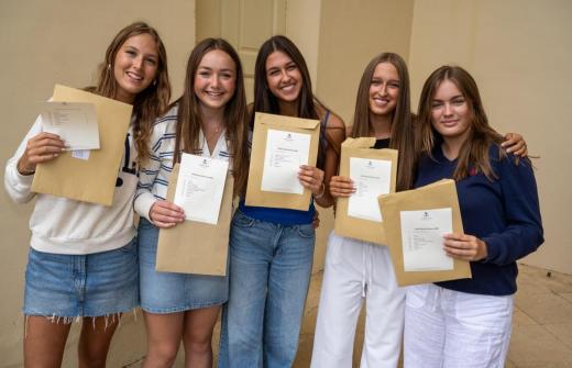 Students from Kimbolton School, Cambridgeshire celebrate their GCSE results
