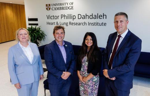 Mayor Dr Nik Johnson with from left Charlotte Summers, Director of the Victor Phillip Dahdaleh Heart and Lung Research Institute, Dr Rouchelle Sriranjan, National Institute for Health and Care Research Clinical Lecturer in Cardiology at the University of Cambridge, and Nick Kirby, Managing Director of Cambridge Biomedical Campus Ltd. Picture: Combined Authority.