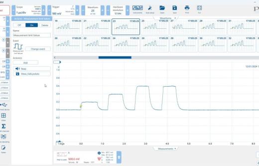 screen shot of PicoScope 7 software showing measurment actions fails light 