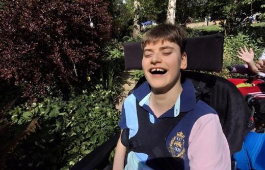 young boy in a wheelchair