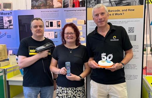 Left to Right: Adrian Page-Mitchell, Collections and Volunteer Coordinator at The Centre for Computing History; Lisa McGerty, CEO at The Centre for Computing History; and Tim Hill, Partnerships Manager at Orca Scan.