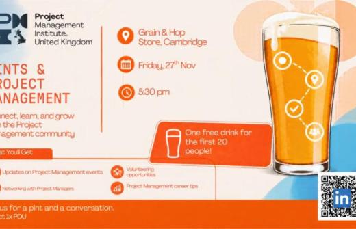 Promotional image for the PMI UK Cambridgeshire Branch Pub event