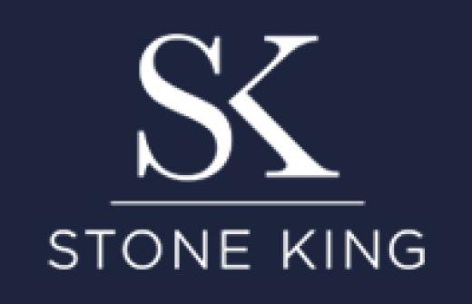Stone King LLP's logo in white on a navy blue background