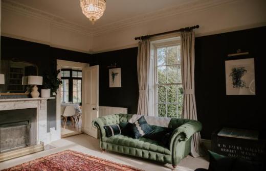 The drawing room looking towards the kitchen