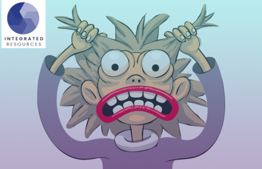 Cartoon creature tearing its hair out