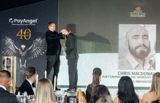 Dr Chris Macdonald winning the 40 Under 40 Award