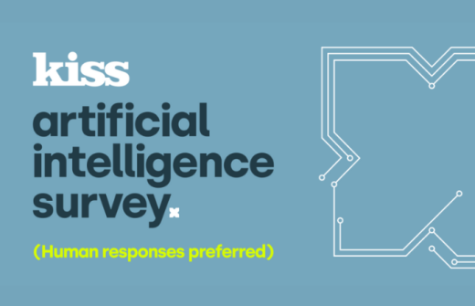 Text reads 'KISS artificial intelligence survey, human responses preferred' 