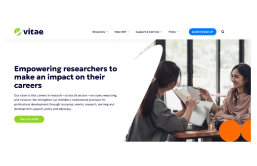 Vitae homepage screenshot