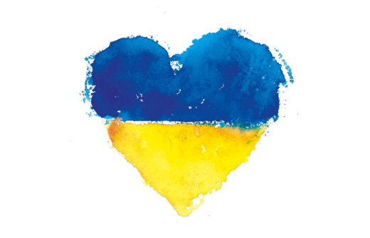 Ukrainian flag shaped as a love heart