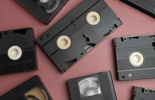 Assorted VHS tapes representing archived legacy video media