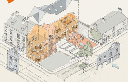 An illustration of Centre 33’s new Cambridge hub by Mole Architects.