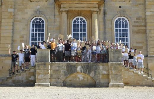Kimbolton School pupils celebrating their A Level results success.