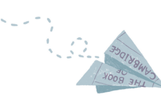 A paper aeroplane with the works book of cambridge
