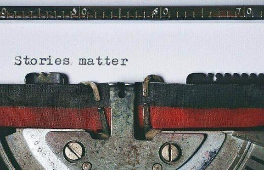 'Stories matter' written on old style typewriter