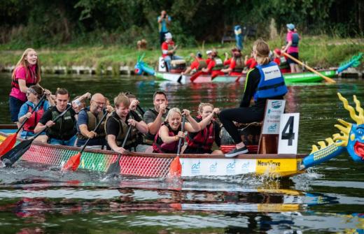 One of the teams competing in the Cambridge Dragon Boat Festival