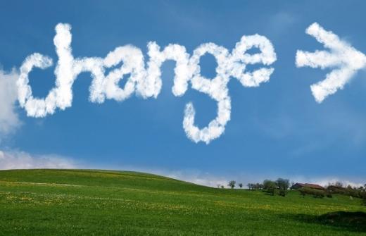 clouds in the sky, spelling out the word change