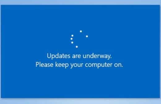 Computer screen saying updates are underway