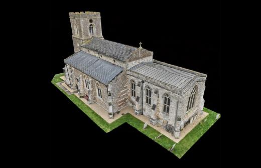 Highly detailed 3D digital twin model of a church in Cambridgeshire