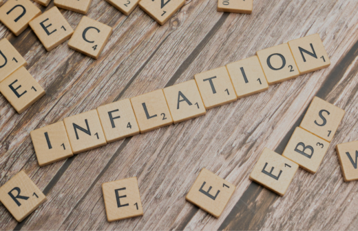Scrabble letters spelling out inflation