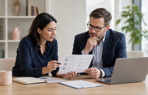 HR team reviewing candidate evidence beside a laptop, representing why hiring teams should fix interview quality and keep human judgement central before automating more of the hiring process.