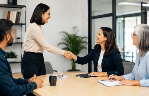 Employee being welcomed into a new internal role by colleagues, representing fair internal mobility and clearer career progression inside growing companies.