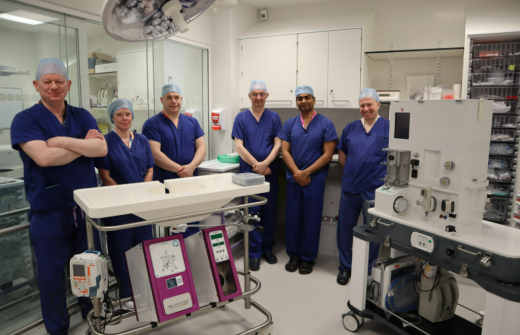 ictured inside the perfusion suite are (left to right) Prof Mike Nicholson, Prof Sarah Hosgood, Mr Neil Russell, Prof Chris Watson, Mr Rohit Gaurav and Mr Andrew Butler, with the kidney perfusion machine on the left and liver perfusion machine on the right
